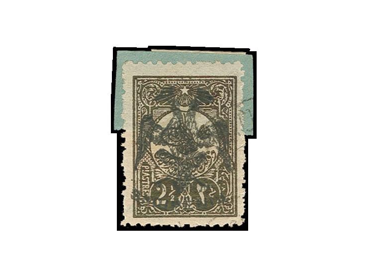 2½ pia. sepia, used on small fragment, fine, signed Scheller, ex collection Severin