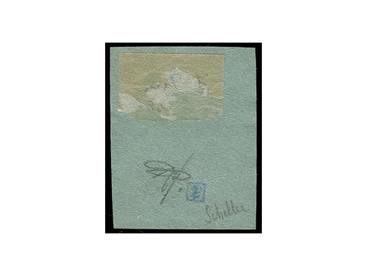 5 pia. dark purple, used on small piece, fine, signed Scheller, ex collection Severin
