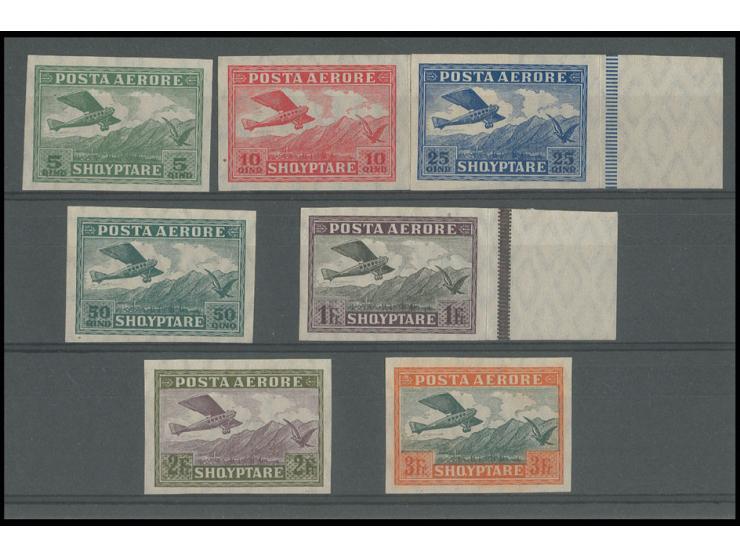 1925, Airmail 5 q.-3 fr. cpl. imperforated, unused without gum (Mi. 3.500,-)