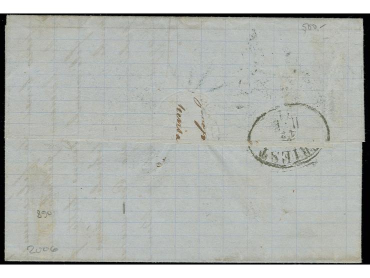 MISCELLANEOUS ITEMS: 1871, entire letter from Venice via Triest to Antivari, franked with DLR 60 c. violet (small fault), tie