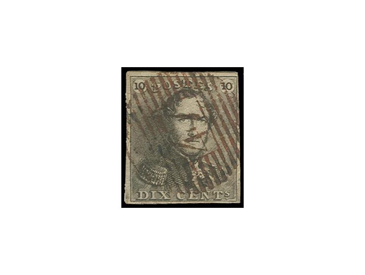 10 c. brown, fresh colour and good margins, with clear strike of red numeral "47", fine, rare, certificate Kaiser AIEP, ex co