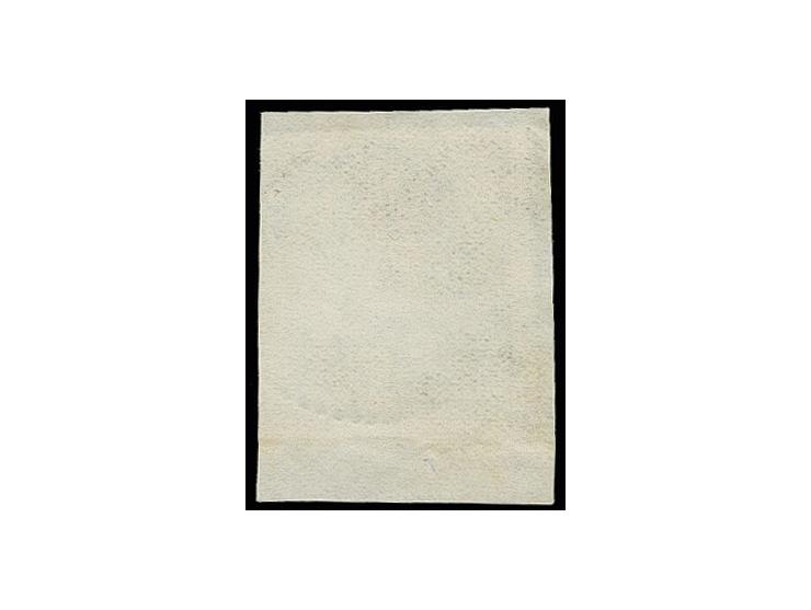 10 c. brown grey, good colour, with huge margins and three adjoining stamps, with strike of numeral "3 or "8" on small fragme
