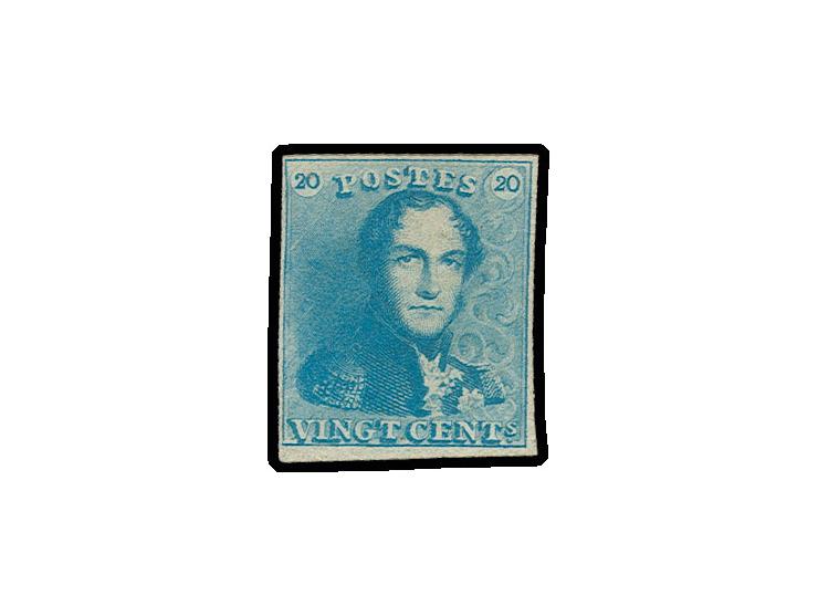 20 c. pale blue, extraordinary fresh colour and clear to good margins, unused without gum, fine, certificate Kaiser AIEP, ex 