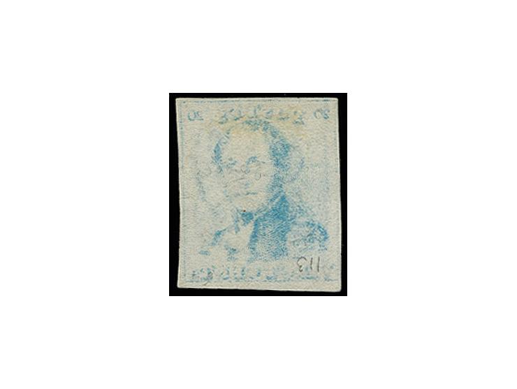 20 c. pale blue, extraordinary fresh colour and clear to good margins, unused without gum, fine, certificate Kaiser AIEP, ex 