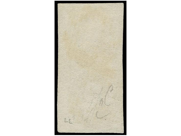 1851, with watermark: 10 c. grey, vertical pair with sheet margin at right and small part of adjoining stamp at upper right, 