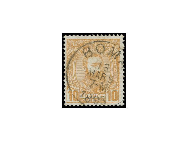 1887, Leopold II 10 fr. brown-orange, with clear cds. "BOMA 13 MARS", Sperati forgery, fine, signed in pencil