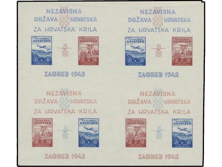 1942, model aircraft show, souvenir sheet 3 k. brown-carmine and 2 k. blue with blue inscription, imperforated as printing sh