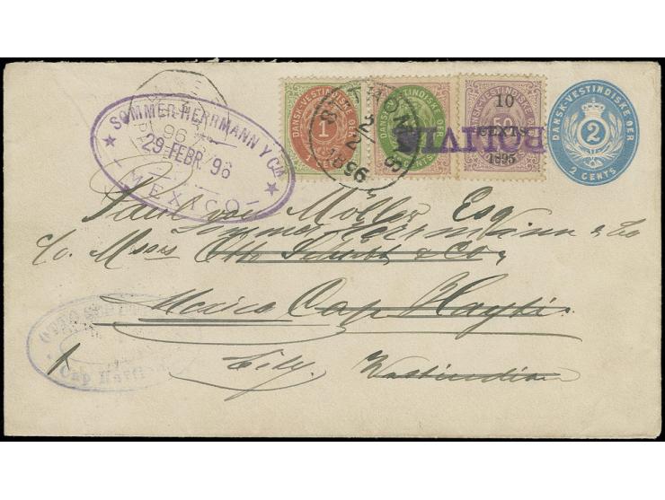 1873/1902, 1 c. brown/yellow-green with inverted frame with 12 c. yellow-green/lilac-red and 10 CENTS 1895 on 50 c. as additi