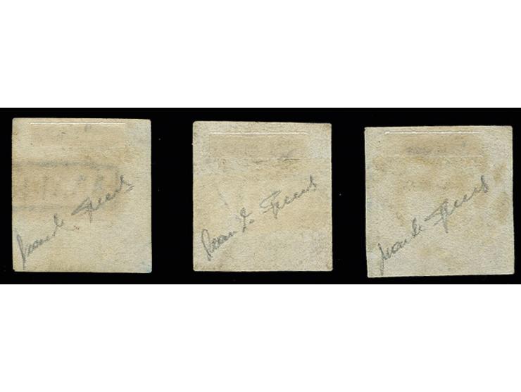 1860, Cross of Savoy / Crocetta ½ t. blue, used, Sperati forgeries, types A-C, fine, signed in pencil