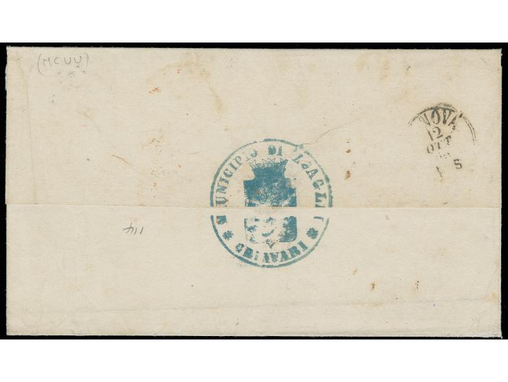 60 c. violet, vertical pair and 2 singles tied to letter sheet with adjacent cds. "ZOAGLI 12 OTT. 66" to New Orleans, showing