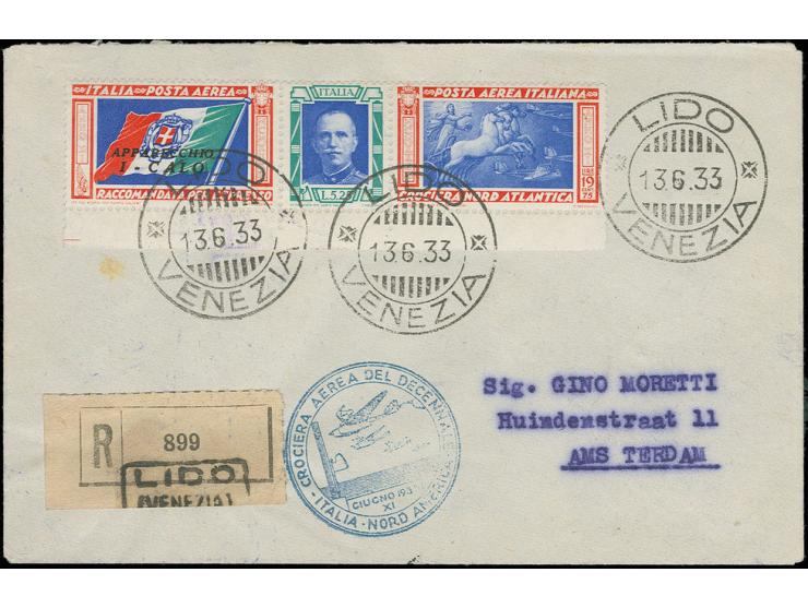 1933, Squadron flight 5,25 l. + 19,75 l. with pilot's name Calo, from the lower sheet margin, on registered letter of the squ