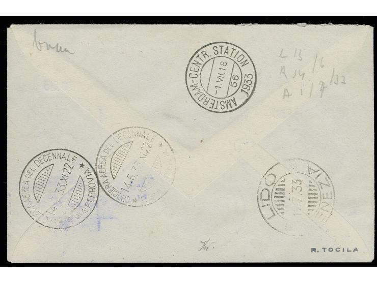 1933, Squadron flight 5,25 l. + 19,75 l. with pilot's name Calo, from the lower sheet margin, on registered letter of the squ