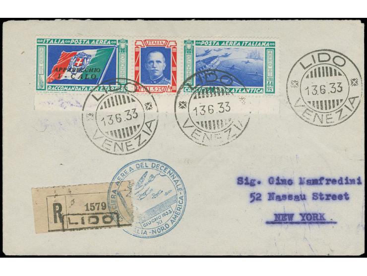 5,25 l. + 44,75 l. with pilot's name Calo, from the lower sheet margin, on registered letter of the squadron flight from "VEN