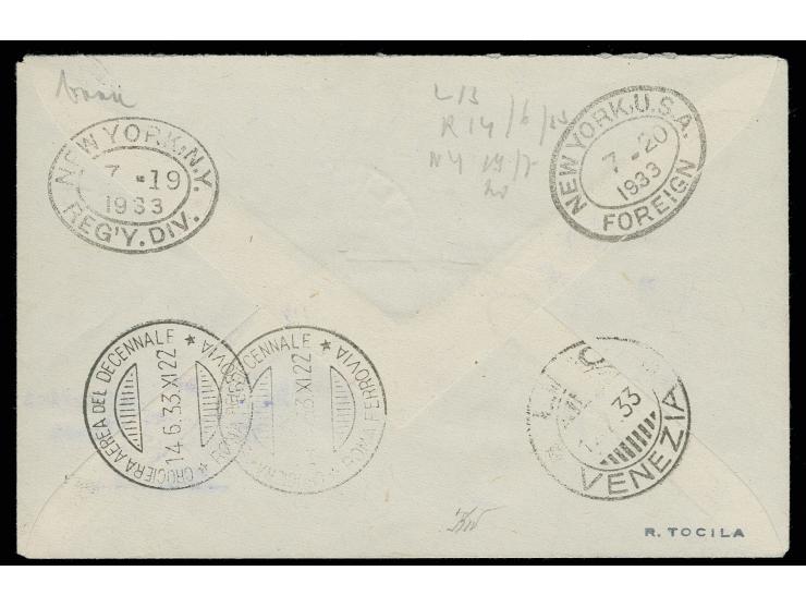 5,25 l. + 44,75 l. with pilot's name Calo, from the lower sheet margin, on registered letter of the squadron flight from "VEN