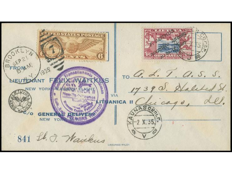 40 c. on special cover with private cachet and US additional franking, signed by Vaitkus, very fine