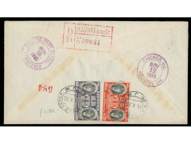 40 c. on special cover with private cachet and US additional franking, signed by Vaitkus, very fine