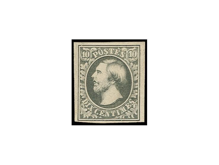 1852, William III, 10 c. greenish black, fresh colour and full margins all around, unused without gum, small thin spot at rig