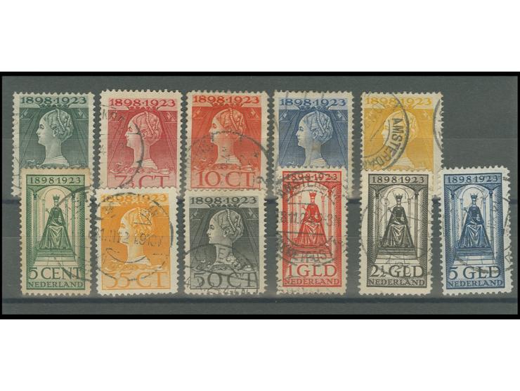1923, Wilhelmina 2 c.-5 g. cpl. used, fine (Mi. 500,-)