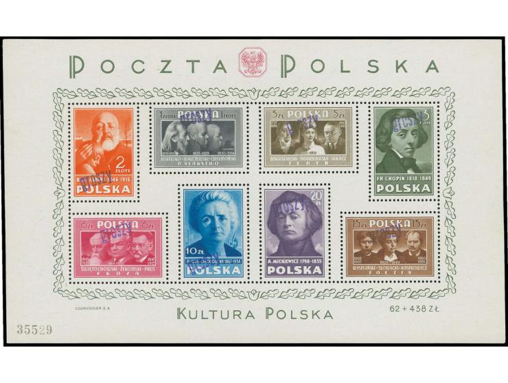 1950, culture souvenir sheet with handstamps "groszy" in type 21, unmounted mint, fine and scarce, certificate Wezranowski