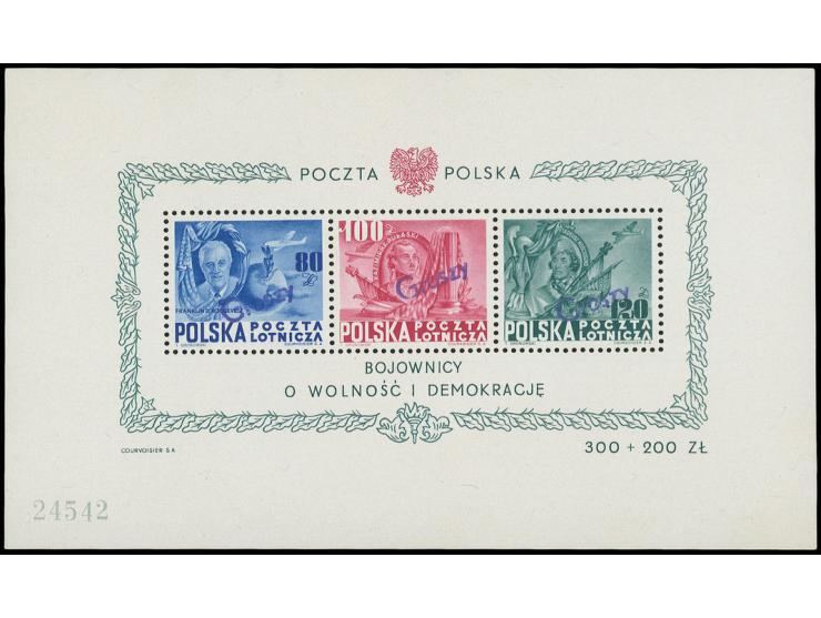 Roosevelt souvenir sheet with handstamp "groszy" in type 23A, unmounted mint, certificate Wezranowski