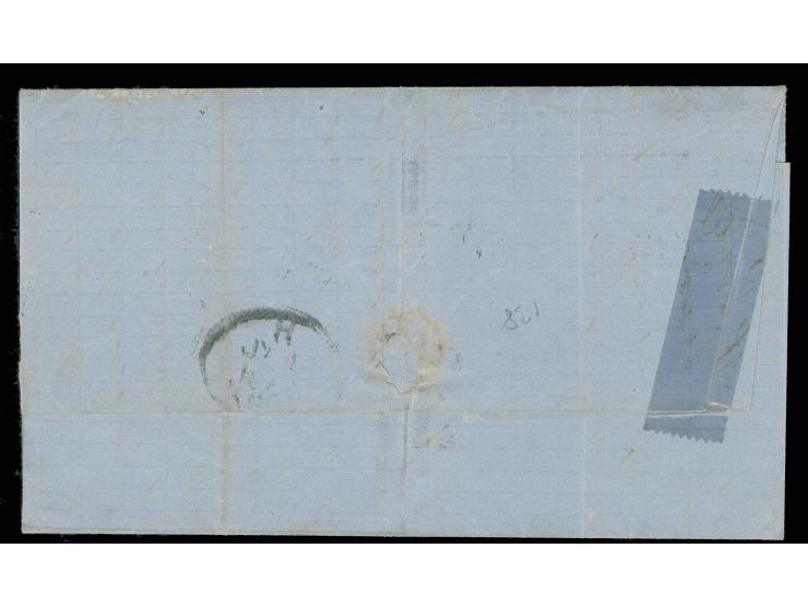 1868/70, imperforated issue 100 r. lilac with perforated 120 r. blue, tied by light numeral "51" with adjacent cds. "FUNCHAL 