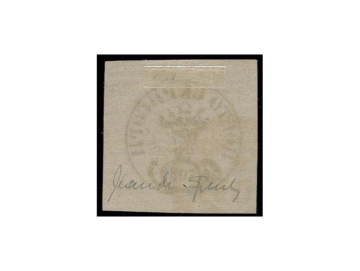1858, Bulls head 108 pa. with red cds., Sperati forgery, fine, signed in pencil