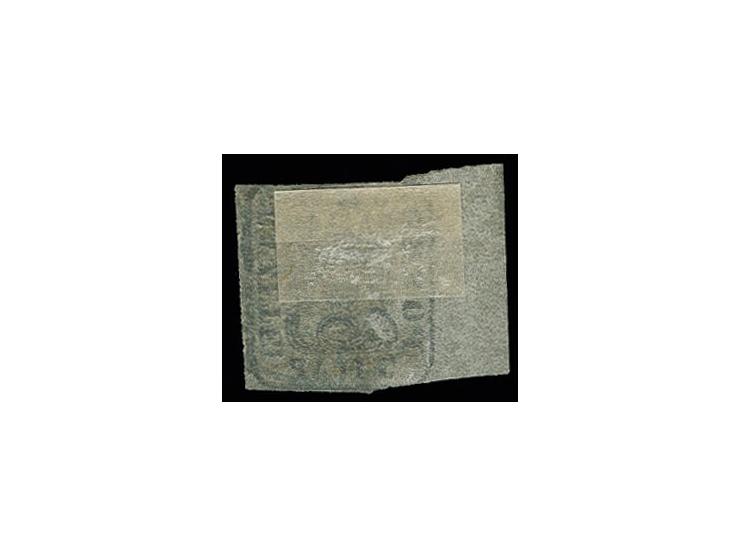 Newspaper stamps: 1858, 5 par. black on white paper with 6mm margin at left, possible from the left sheet margin, good at rig