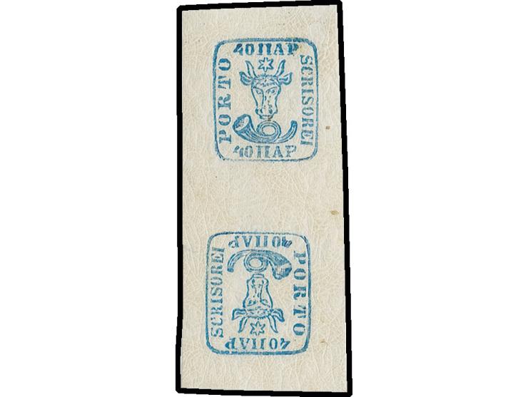 40 par. blue, tête-bêche with wide margins all around, unmounted mint, very fine, certificate Heimbüchler AIEP, ex collection