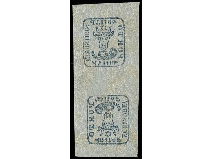 40 par. blue, tête-bêche with wide margins all around, unmounted mint, very fine, certificate Heimbüchler AIEP, ex collection