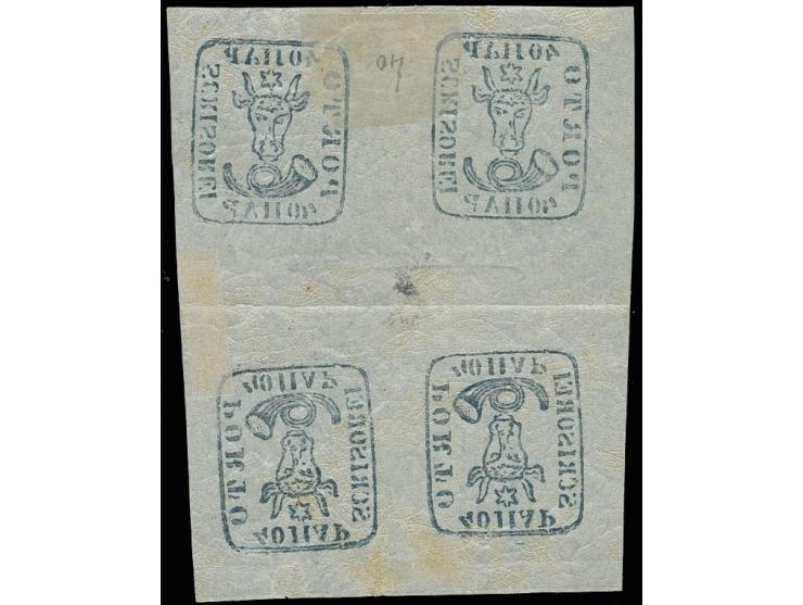 40 par. blue, block of four with two tête-bêche, mint, very fine, opinion Heimbüchler, ex collection Severin