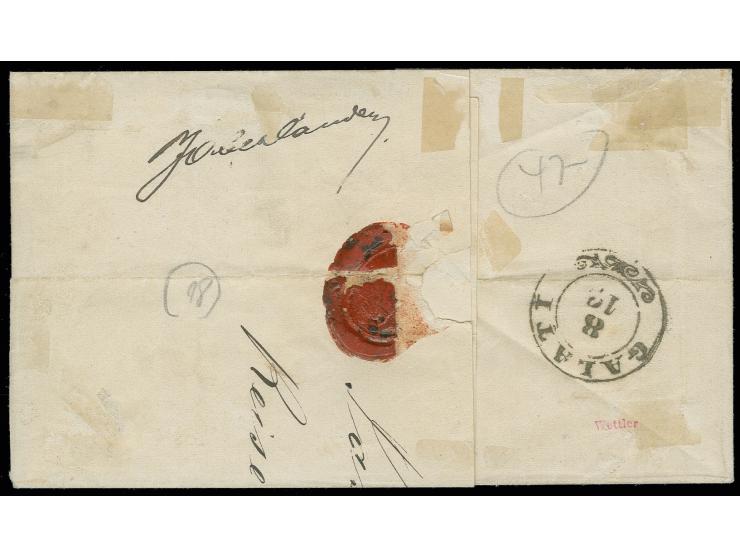1866, Carol I. thick paper: 5 par. blue, horizontal strip of three with fresh colour and good margins on three sides, just to