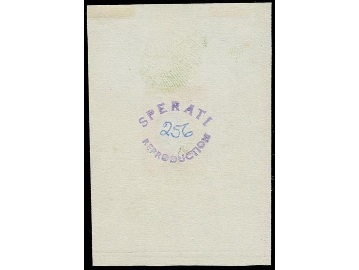 1864, 2 k. carmine/green., Sperati forgery as proof in block format with signature in the margin, fine