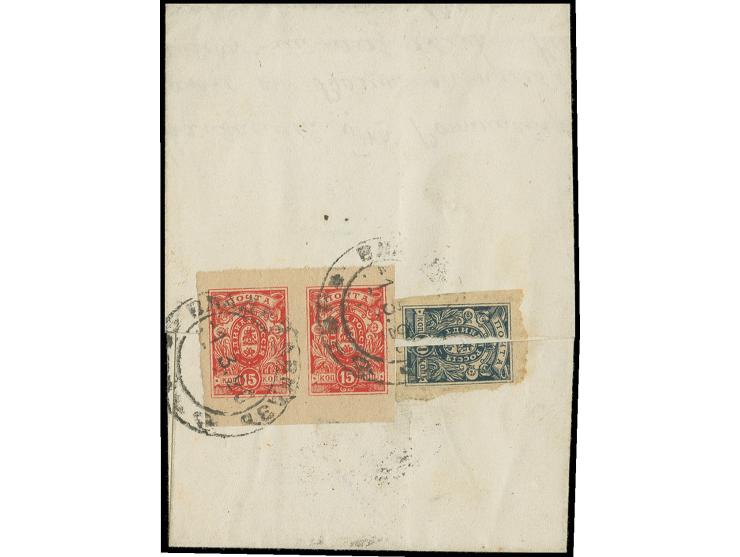 15 k. as horizontal pair and 70 k. tied by cds. of "1.3.20" to reverse of folded letter, 70k torn from opening, otherwise fin