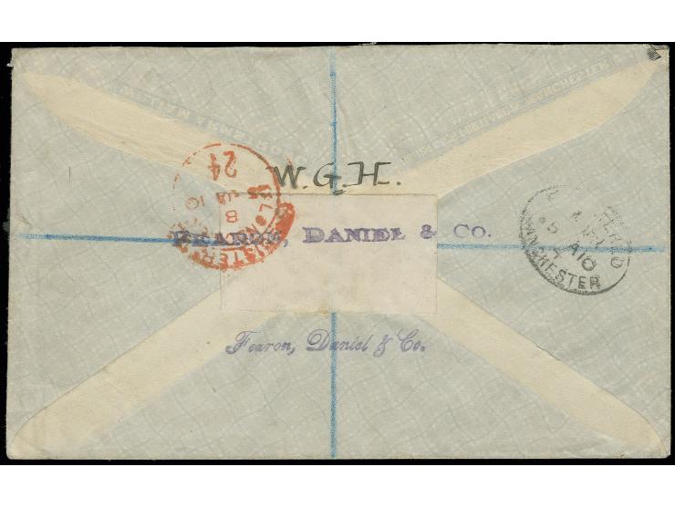 2 kop. green, 10 stamps tied by "SHANGHAI RUSSIAN POST a 8.1." cds. to registered cover with register label "Changhai" via Lo