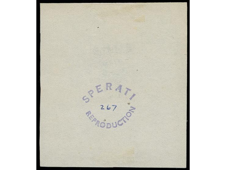 10 pa. brown/blue, Sperati forgery, proof in block format with signature in the margin, BPA signature