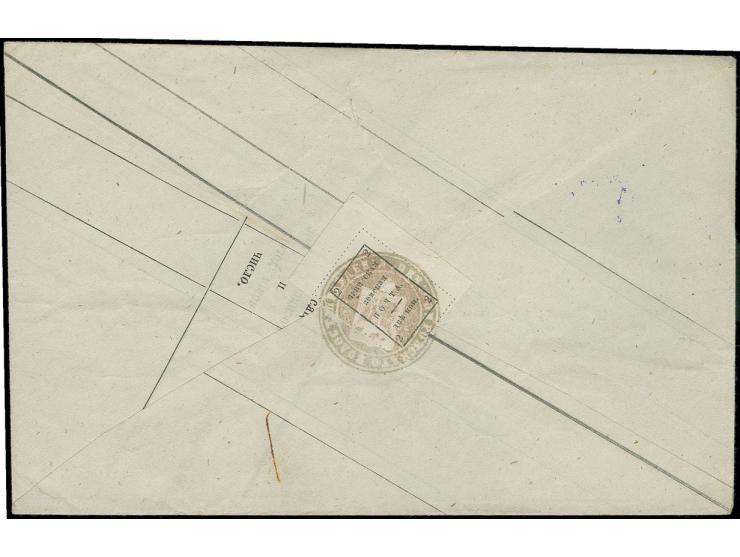 1885, 2 kop., tied by intglio seal of Nishneilenskoye Volost to reverse of cover with front side oval cds. of 28(?) .9.1887 (