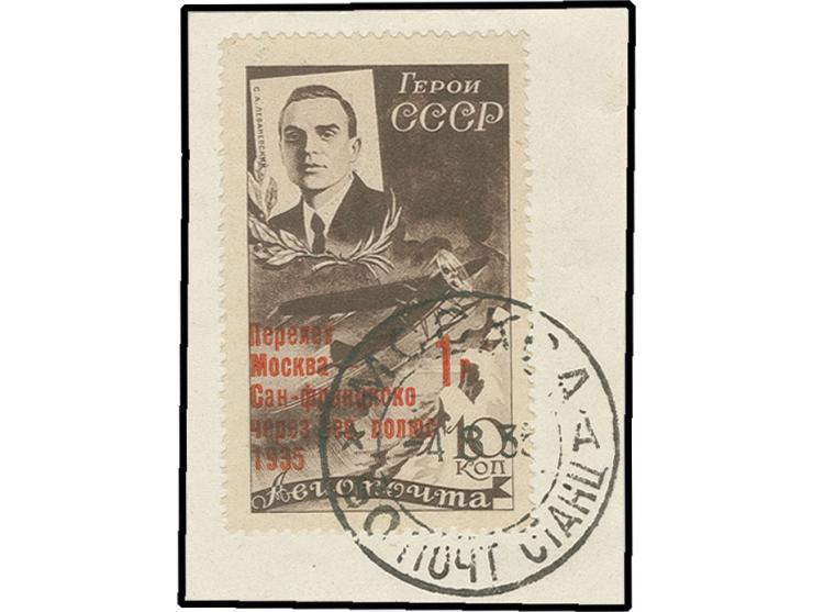 1935, America flight 1 r. with printing error (small f), used on piece, very fine, sign. Mikulski (Mi. 1.800,-)