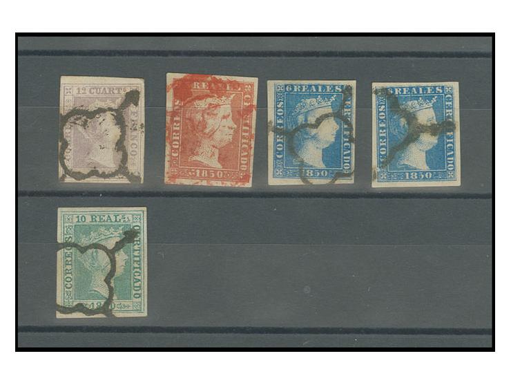 1850, Isbella II 12 cs.-10 r., used, Sperati forgeries, 6 r. in two types, fine, signed in pencil