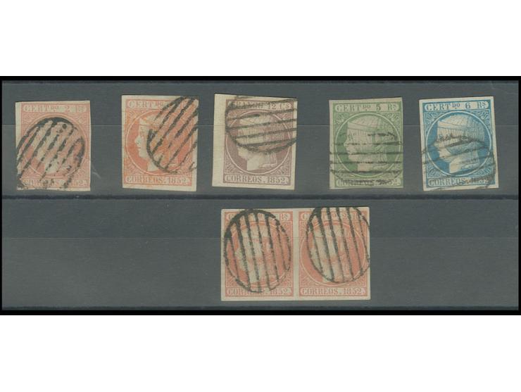 1852, 12 cs.-6r., used, Sperati forgeries, 2 r. two singles and a horizontal pair in different types, fine, signed in pencil
