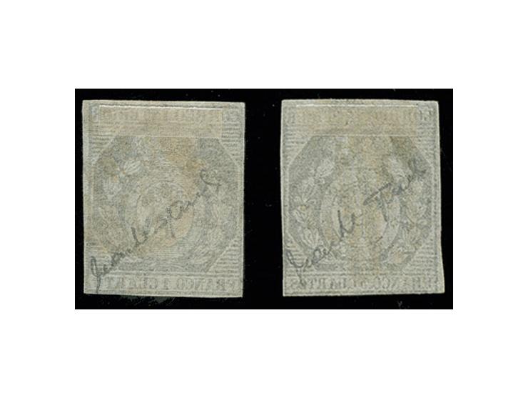 1 and 3 cs. bronze, used, Sperati forgeries, fine, signed in pencil