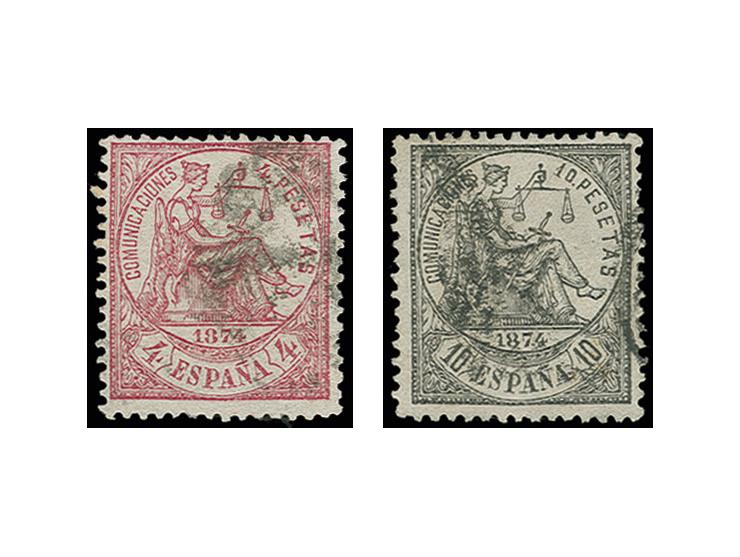  1874, Allegory 4-10 pta., used, Sperati forgeries, fine, signed in pencil