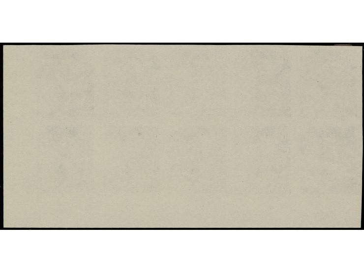 1939, Franco 10 c., imperforated colour proof in grey, horizontal block of 10 from the upper left sheet corner, ungummed, fin