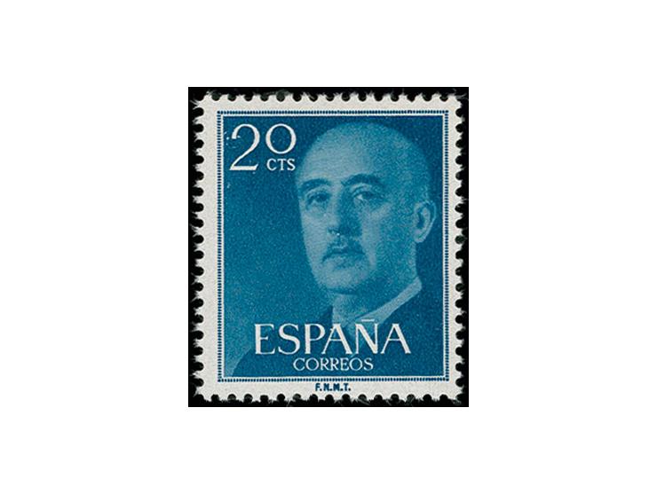 1955, General Franco 20 c. in unissued colour dark greenish-blue, unmounted mint (Edifil 1145cc)