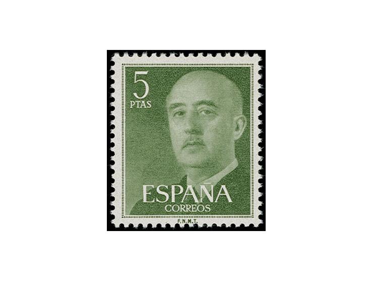 5 pta. in unissued colour olive-green, unmounted mint (Edifil 1160cc)