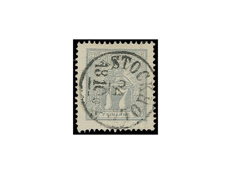 1866, Little lion 17 Ø grey, with clear cds. "STOCKHOLM", Sperati forgery, fine, signed in pencil