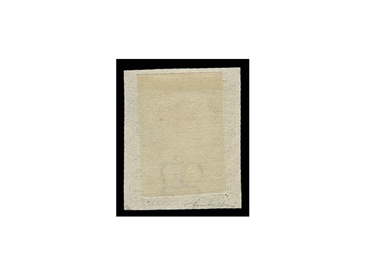 1 d. black, plate 4, TD, good to wide margins all around, used with red MC, fine