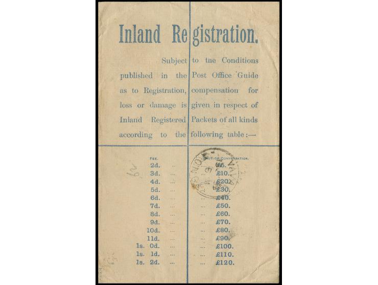 1887/92, ½ d. orange and vertical pair 6 d. purple, tied by cds. "STRAND W.O. MY 19 99" to register envelope 2 d. blue with a