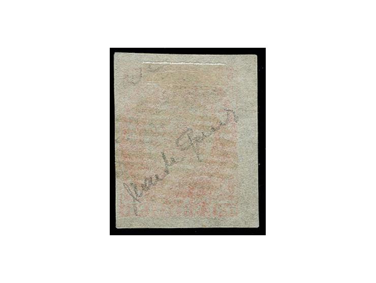 1 sh. vermillion, used, fine, Sperati forgery, signed in pencil