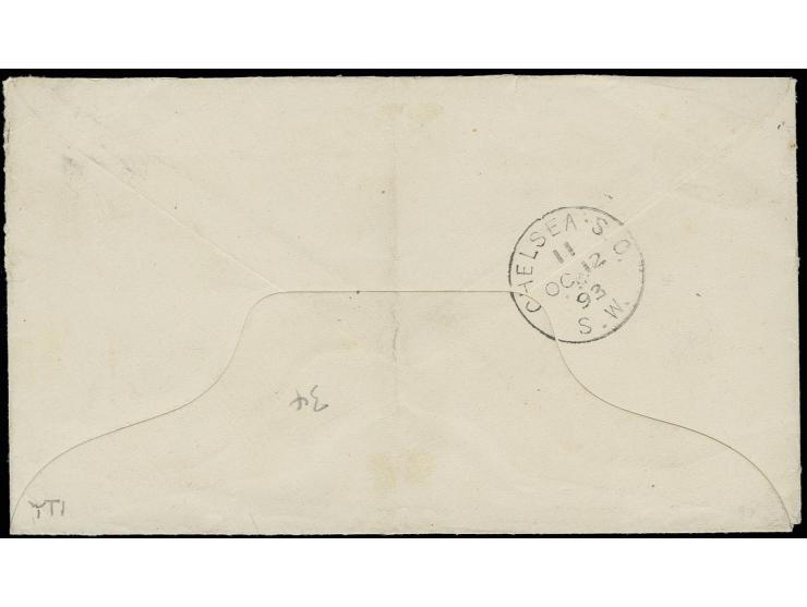 1892/93, 1 d. ultramarine, perf. 11:10, strip of 4 and single stamp, tied by cds. "G.P.O. SUVA 21 AUG 93" to envelope endorse