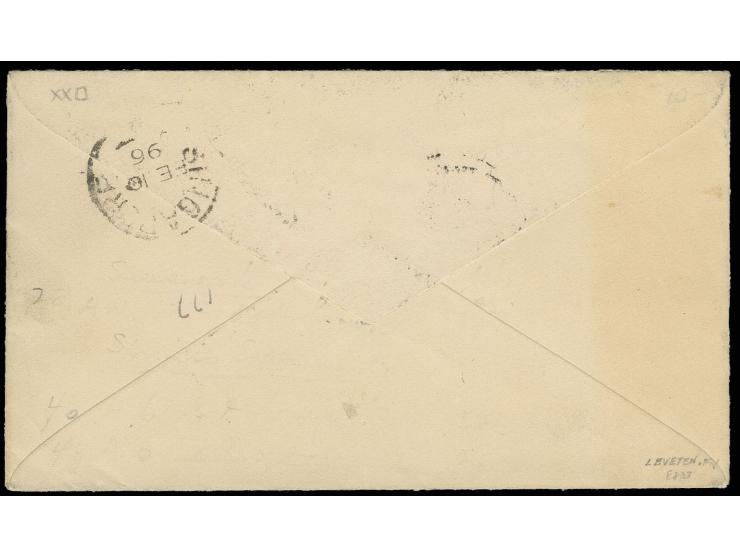 1895, 2 c. brown-red tied by Sarawak cds. to small registered envelope with combination franking Straits Settlements 1882, 8 